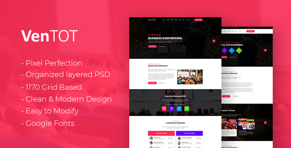 VenToT - Conference, Seminar & Event PSD Template