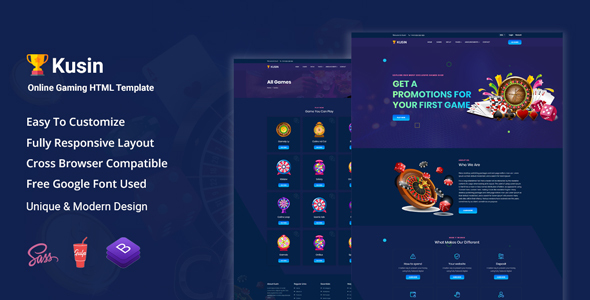 Kusin - Online Casino HTML Template